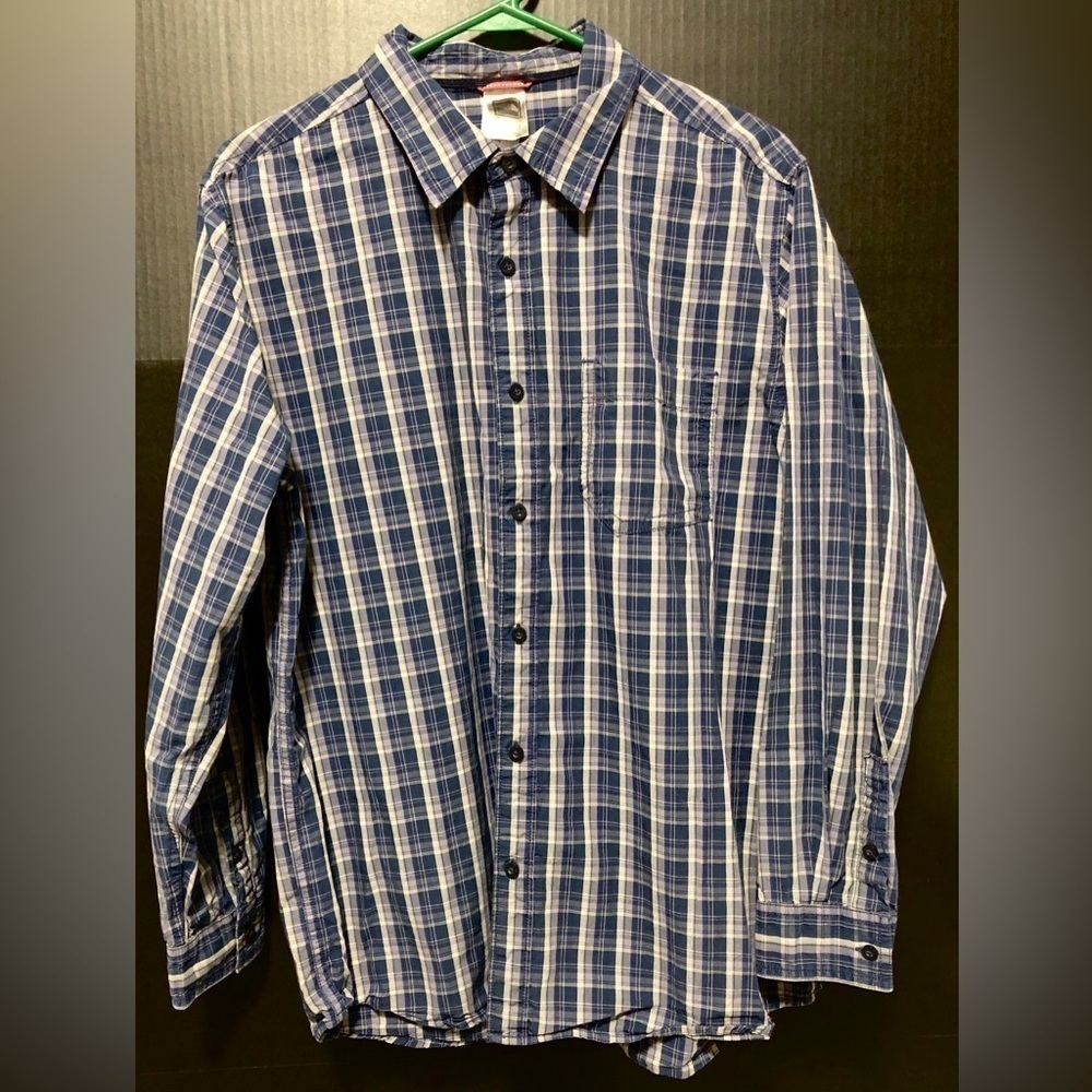 🪽The North Face Classic Blue Plaid Long Sleeve Button Down Shirt - Picture 4 of 15